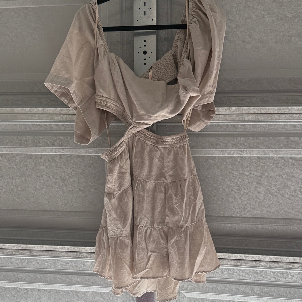 Free People Chic Beige Tiered Dress